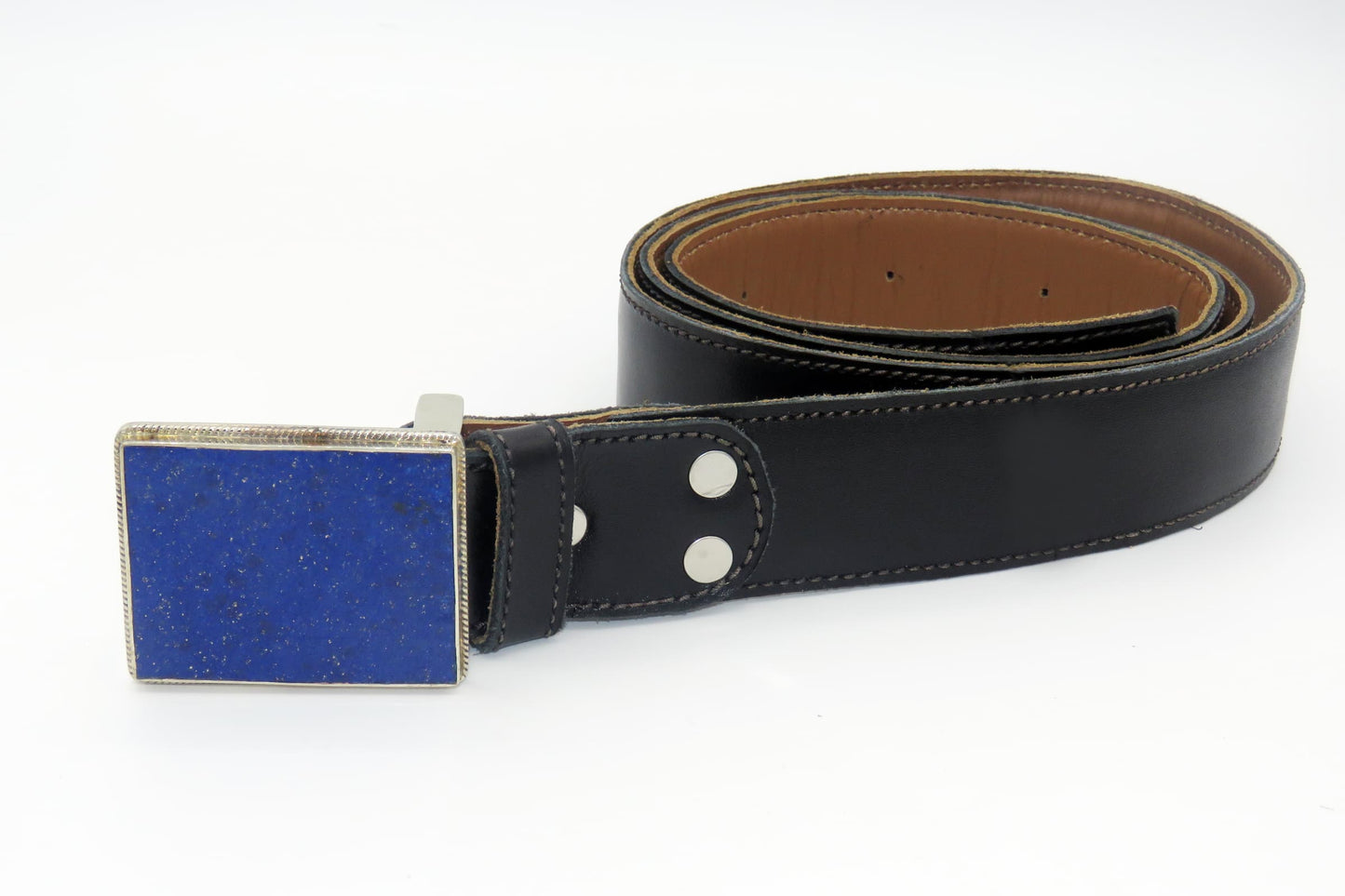 AA-B-5 handmade Afghan belt with 25g Lapis Lazuli and silver buckle