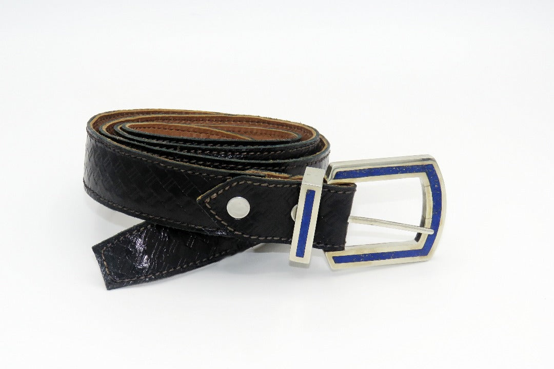 AA-B-3 handmade Afghan belt with silver buckle and Lapis Lazuli stone