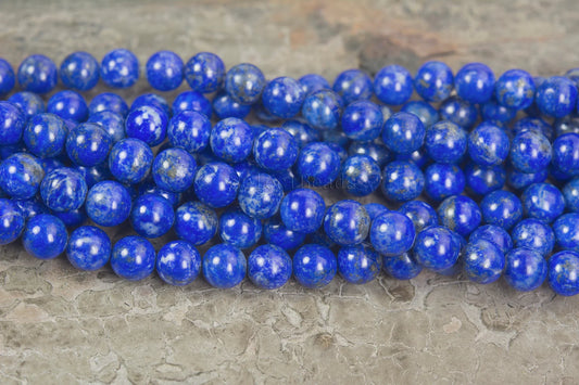 Grade B Lapis Lazuli beads from Badakhshan Afghanistan, medium blue with golden pyrite, ideal for jewellery making and crystal healing